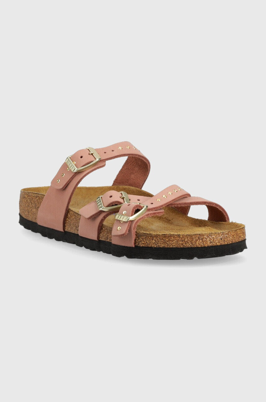 Birkenstock Кожени чехли Franca Injected Rivets SFB в розово 1024261 - Pepit.bg