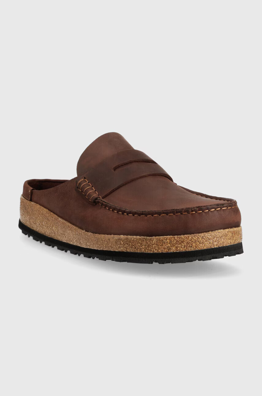Birkenstock Кожени чехли Naples в кафяво 1025033 - Pepit.bg