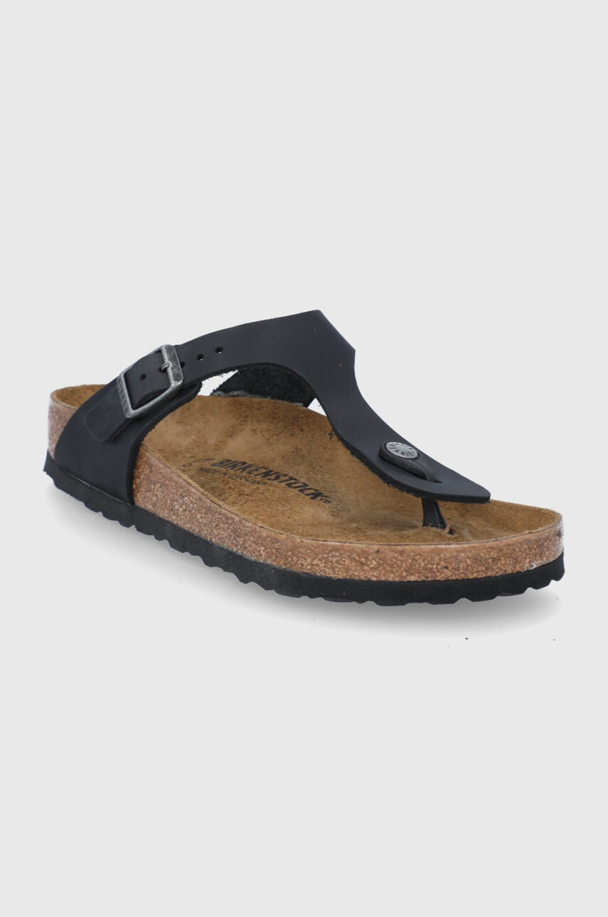 Birkenstock Кожени джапанки Gizeh в черно - Pepit.bg
