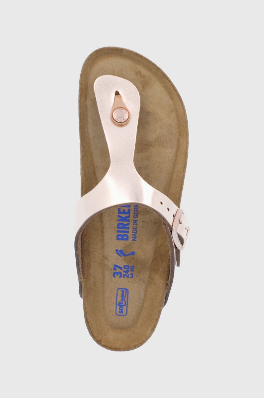 Birkenstock Кожени джапанки Gizeh дамски в розово с равна подметка - Pepit.bg