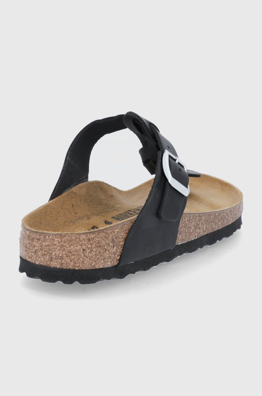 Birkenstock Кожени джапанки Gizeh Braided дамски в черно с равна подметка - Pepit.bg