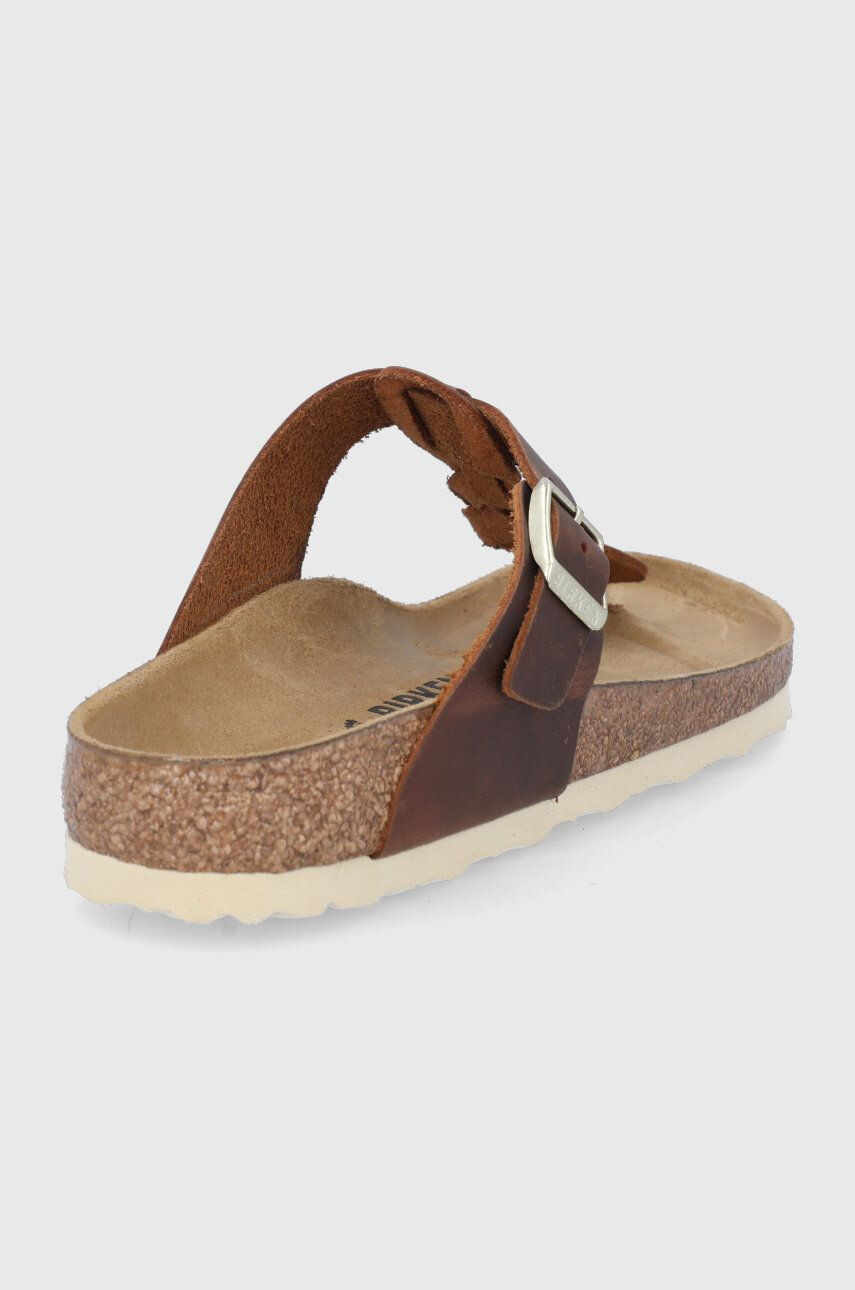 Birkenstock Кожени джапанки Gizeh Braided дамски в кафяво с равна подметка 1021336 - Pepit.bg