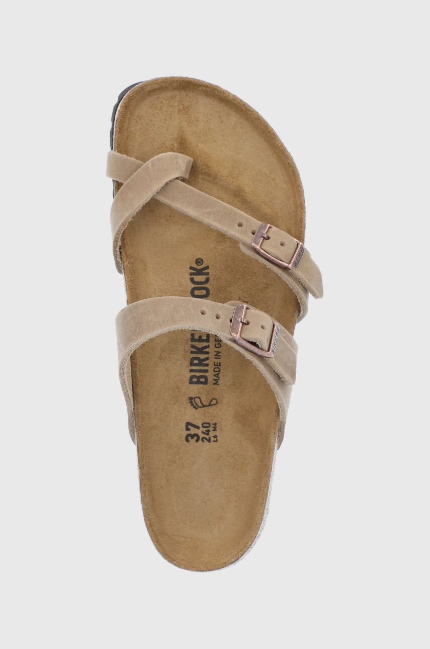 Birkenstock Кожени джапанки Mayari дамски в бежово с равна подметка - Pepit.bg