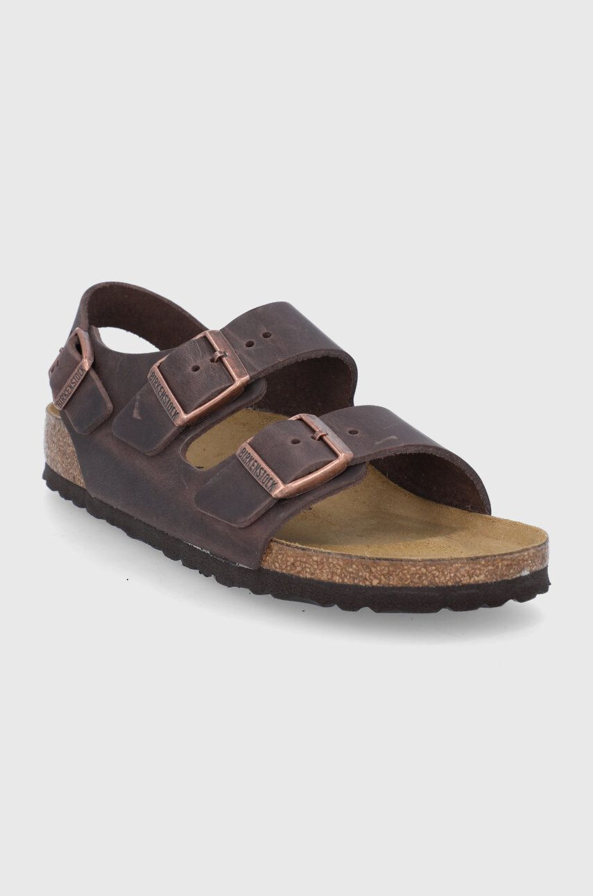 Birkenstock Кожени сандали Milano дамски в кафяво - Pepit.bg