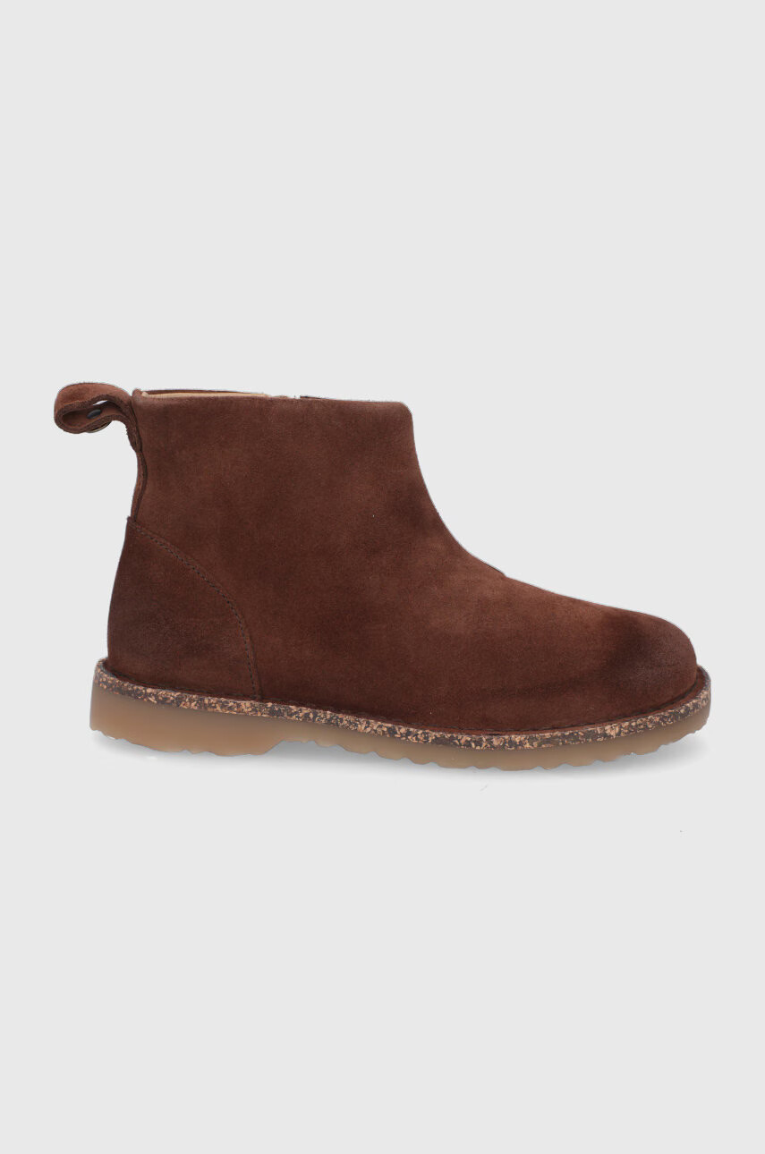 Birkenstock Велурени боти дамски в кафяво с равна подметка - Pepit.bg