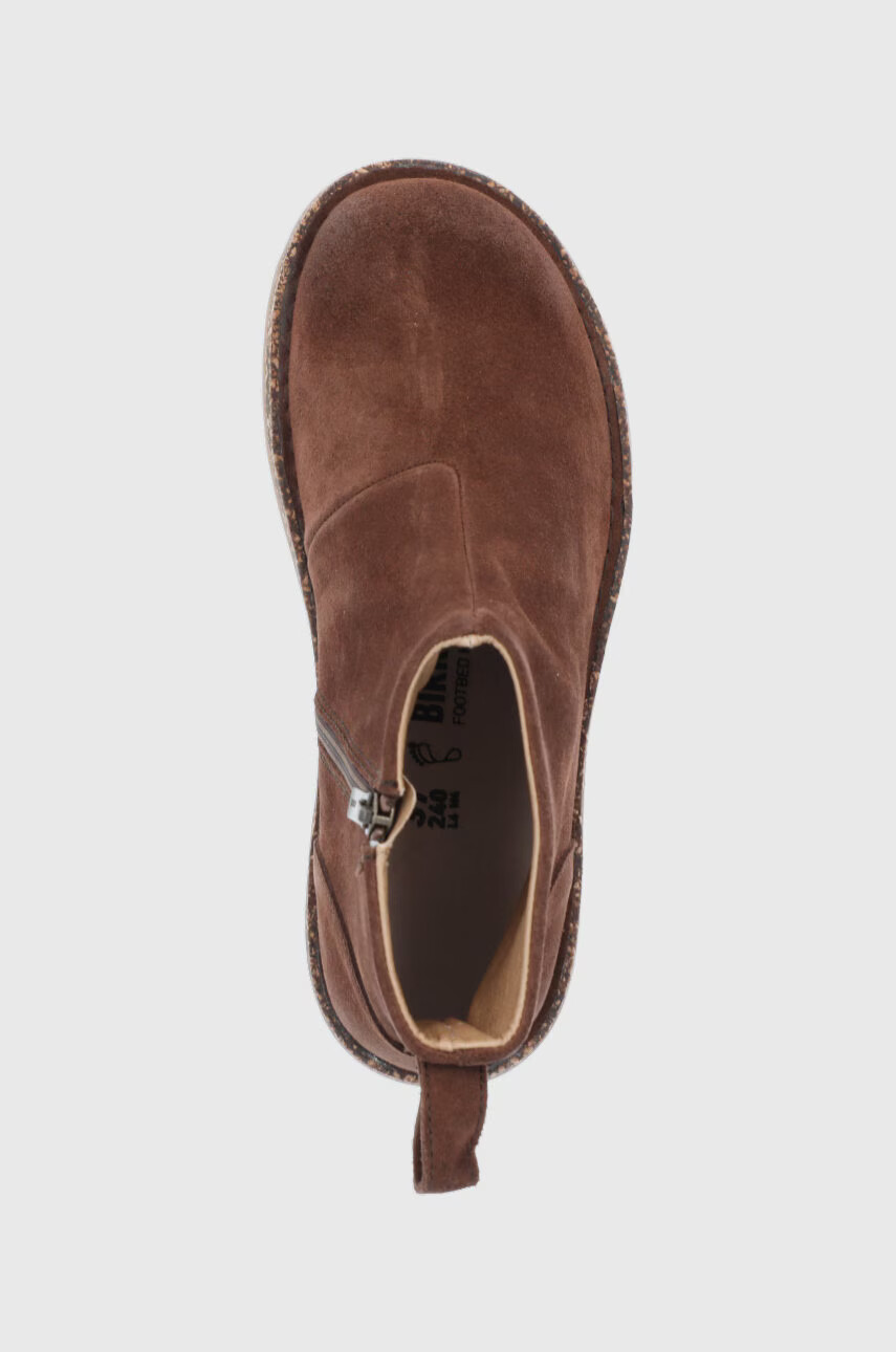 Birkenstock Велурени боти дамски в кафяво с равна подметка - Pepit.bg