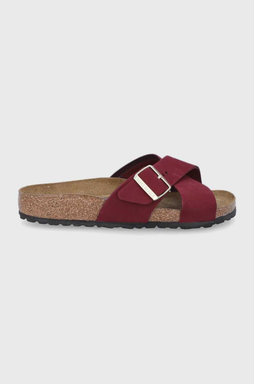 Birkenstock Велурени чехли 1020628.Maroon - Pepit.bg