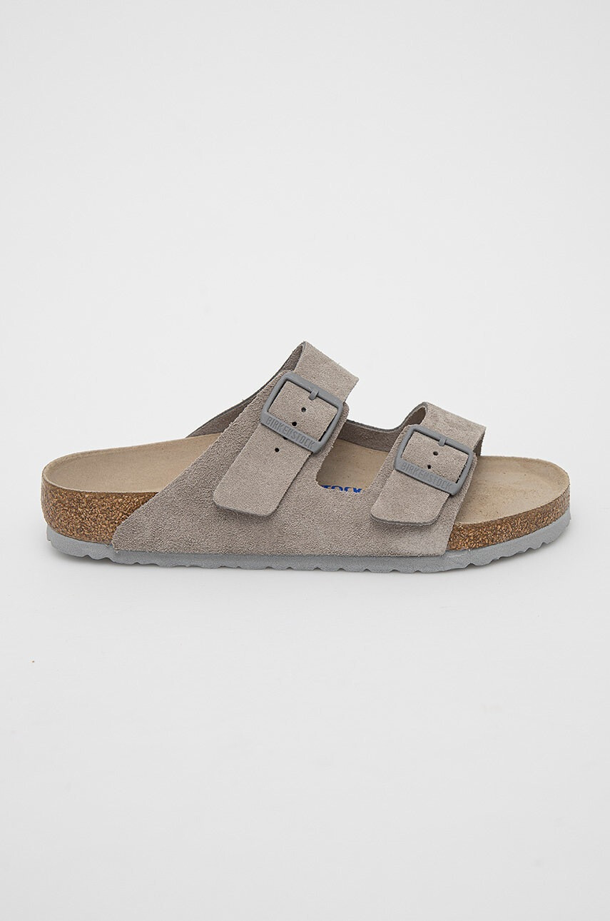 Birkenstock Велурени чехли в сиво - Pepit.bg