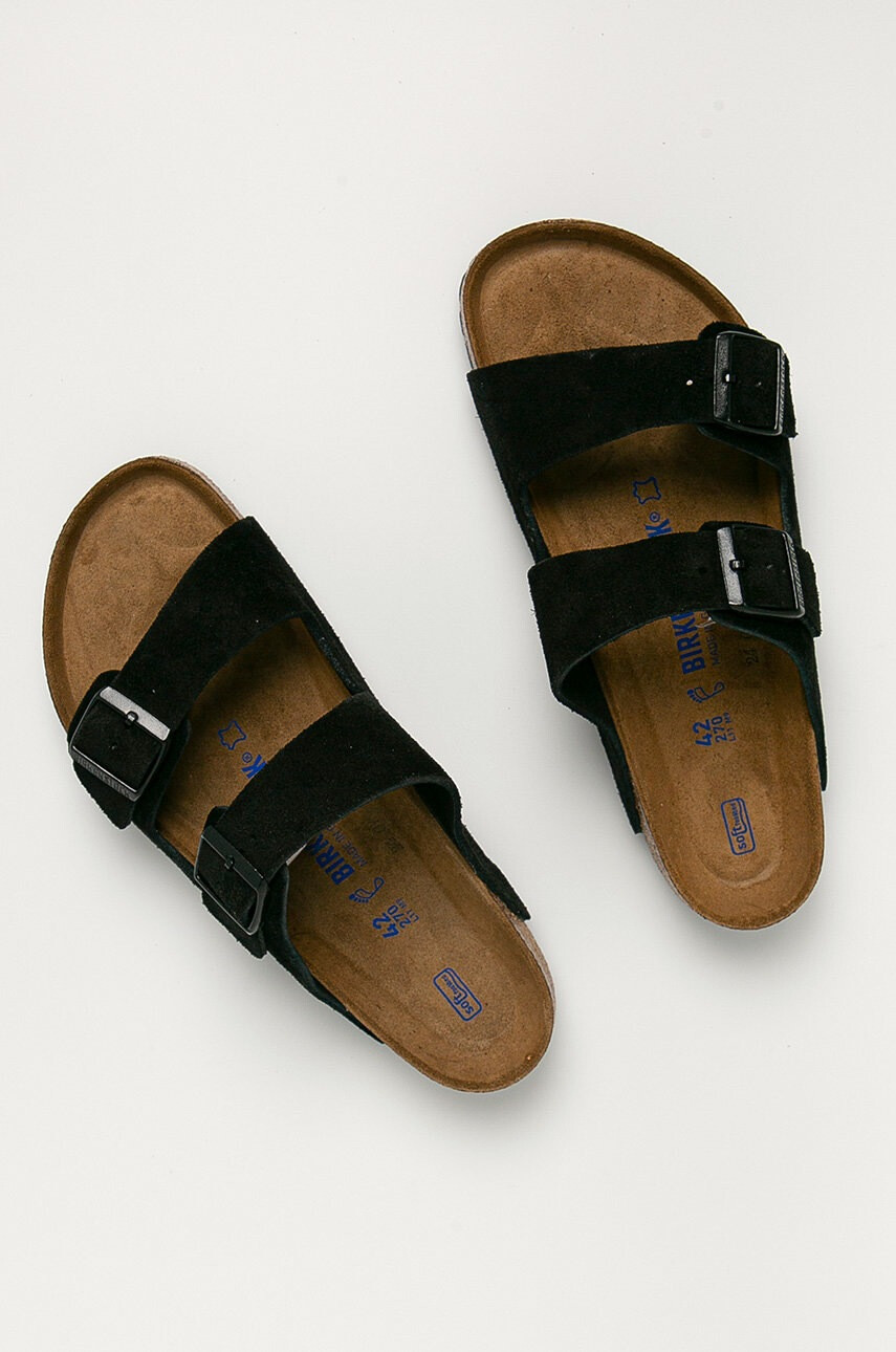 Birkenstock Велурени чехли Arizona в черно - Pepit.bg