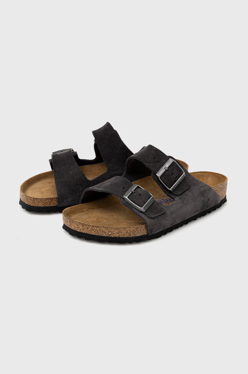 Birkenstock Велурени чехли Arizona Sfb в сиво - Pepit.bg