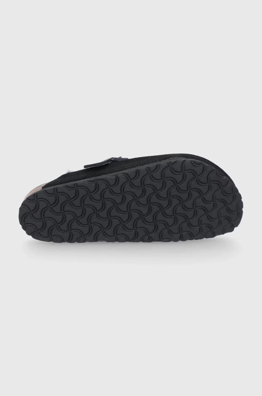 Birkenstock Велурени чехли Boston VL/Fell в черно - Pepit.bg