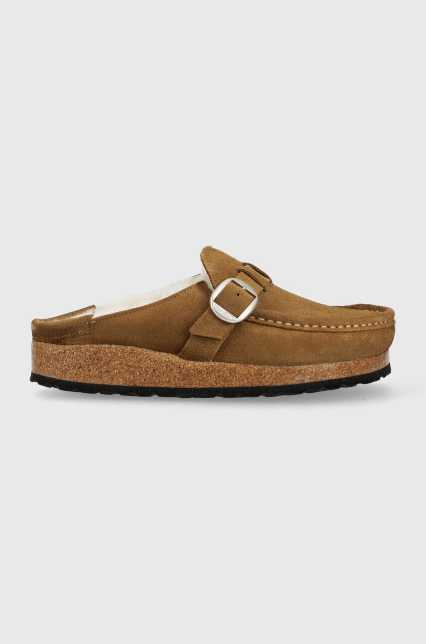 Birkenstock Велурени чехли Buckley Shearling в кафяво - Pepit.bg