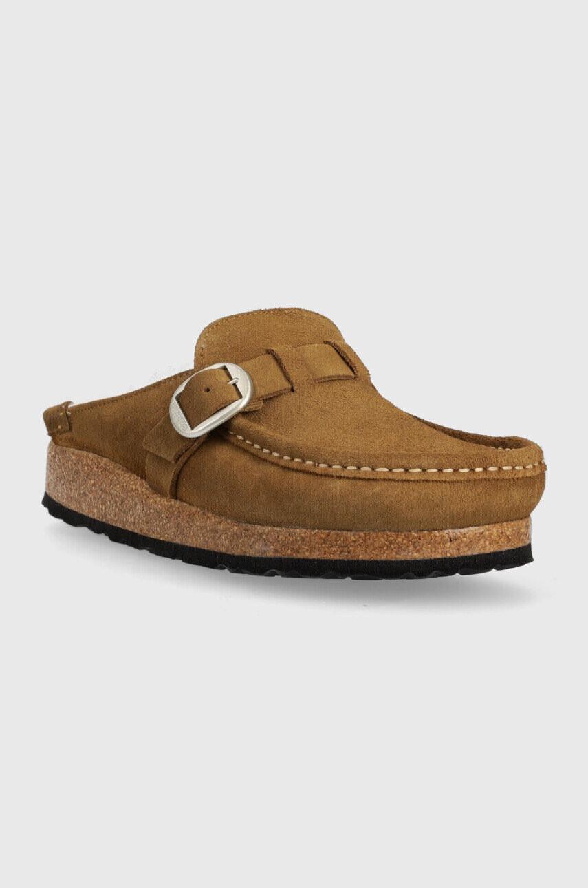 Birkenstock Велурени чехли Buckley Shearling в кафяво - Pepit.bg