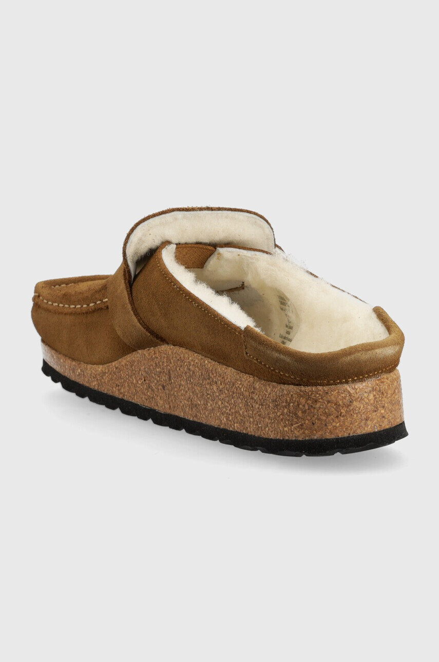 Birkenstock Велурени чехли Buckley Shearling в кафяво - Pepit.bg