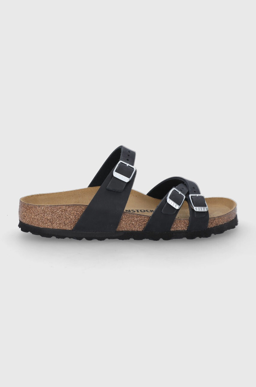 Birkenstock Велурени чехли Franca дамски в черно - Pepit.bg