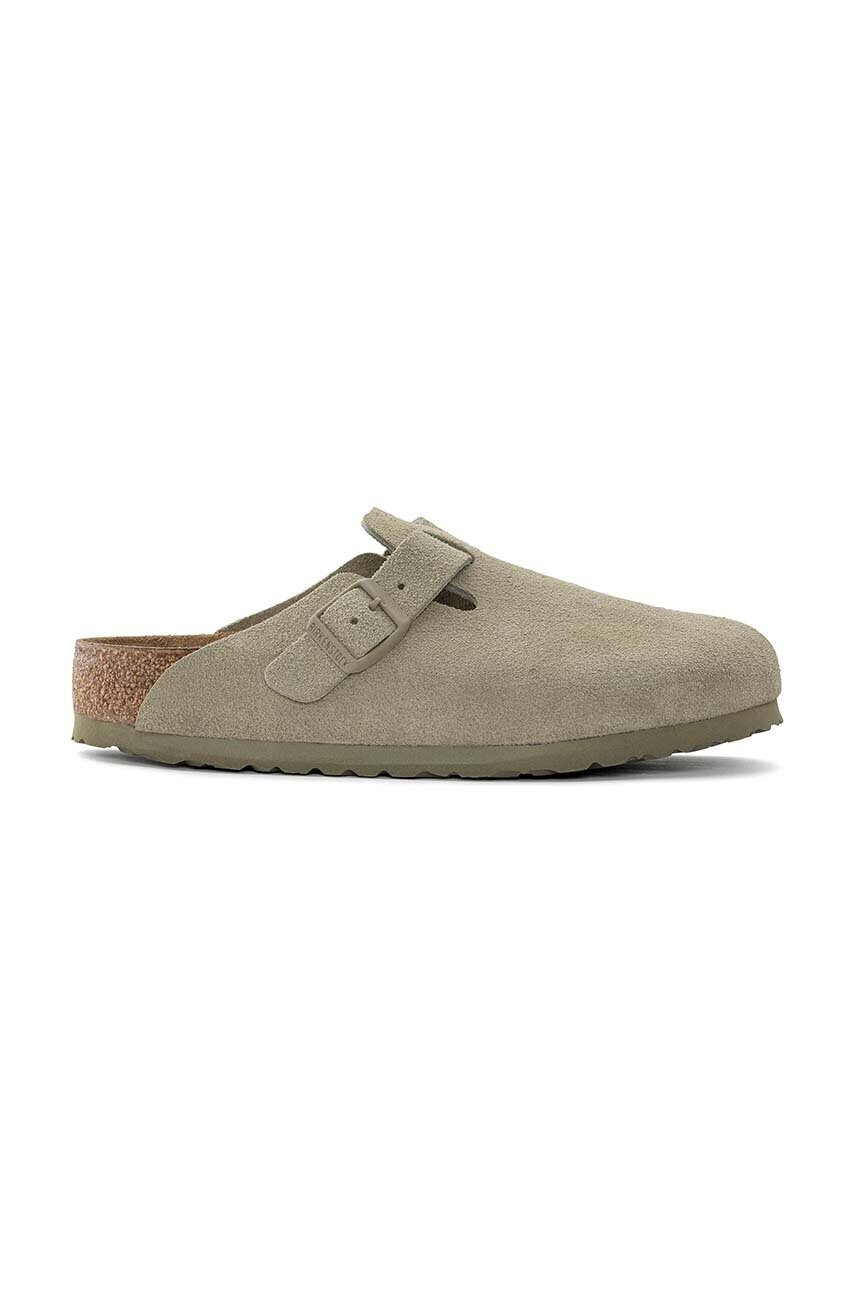 Birkenstock Велурени чехли 1025788 в зелено Boston - Pepit.bg