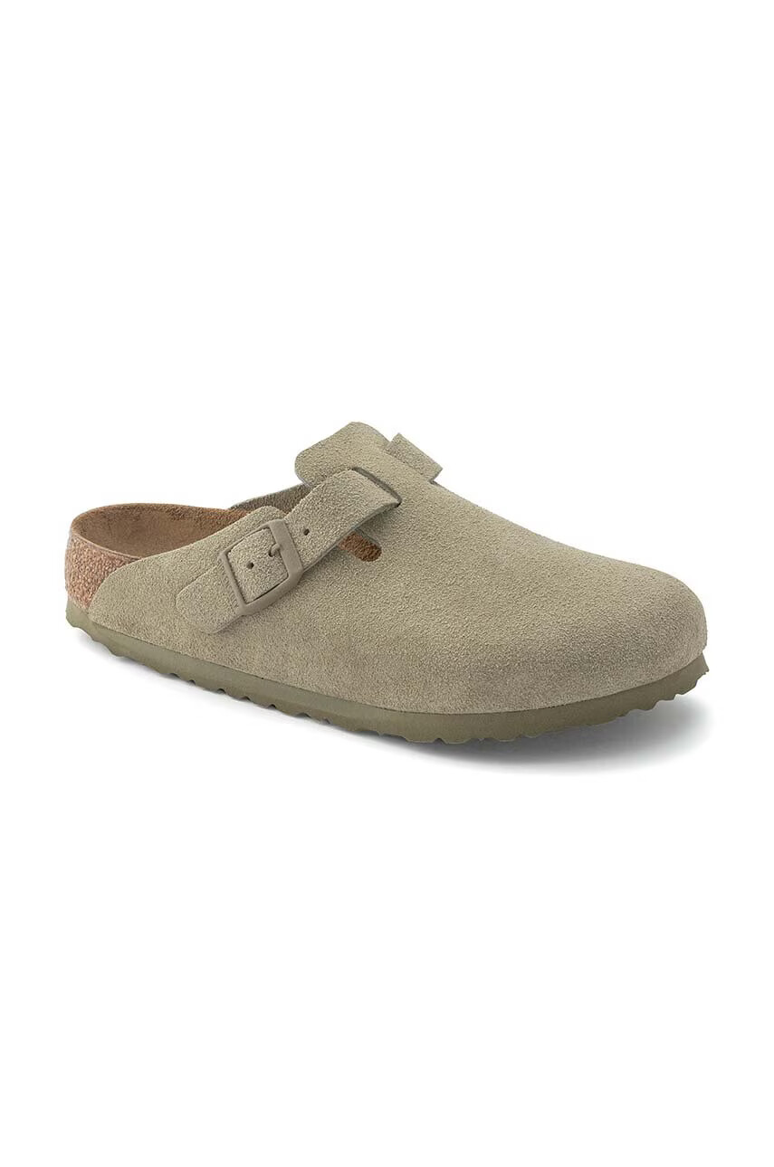Birkenstock Велурени чехли 1025788 в зелено Boston - Pepit.bg