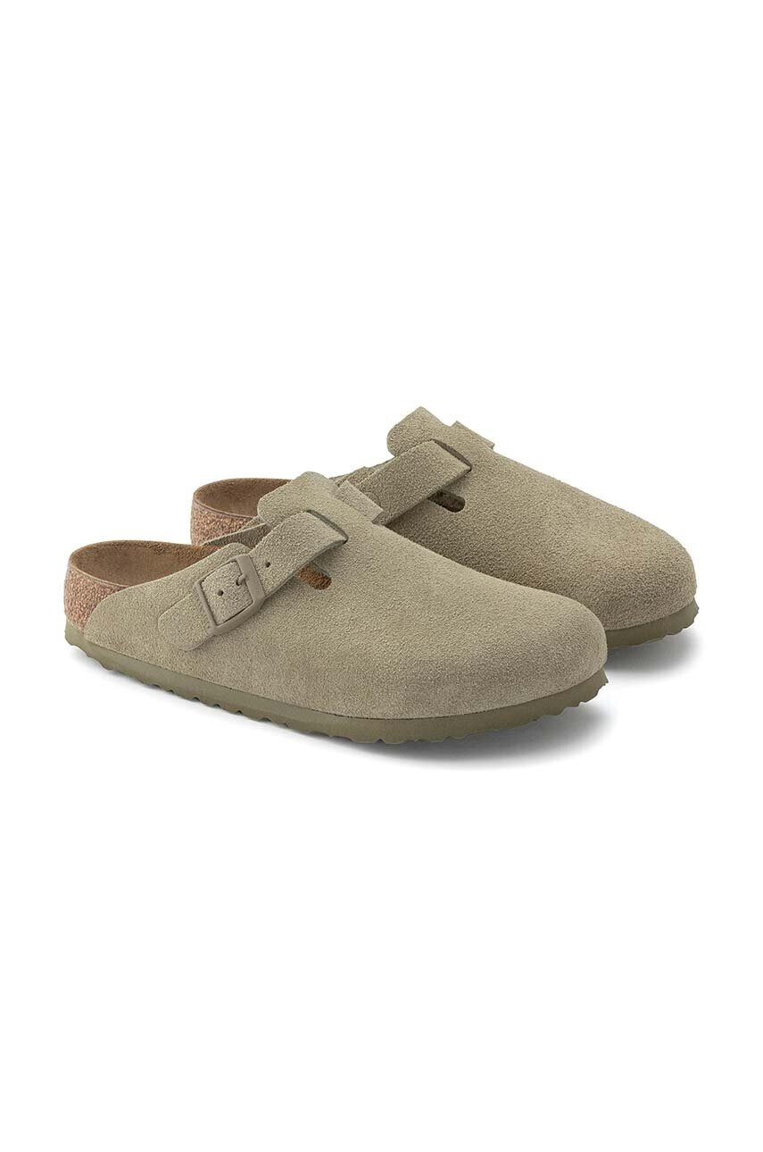Birkenstock Велурени чехли 1025788 в зелено Boston - Pepit.bg