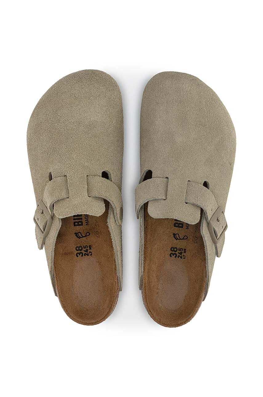 Birkenstock Велурени чехли 1025788 в зелено Boston - Pepit.bg