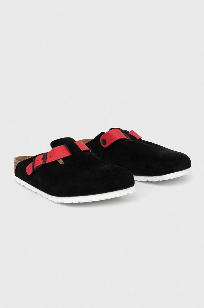 Birkenstock Велурени чехли 1025939 в черно Boston - Pepit.bg