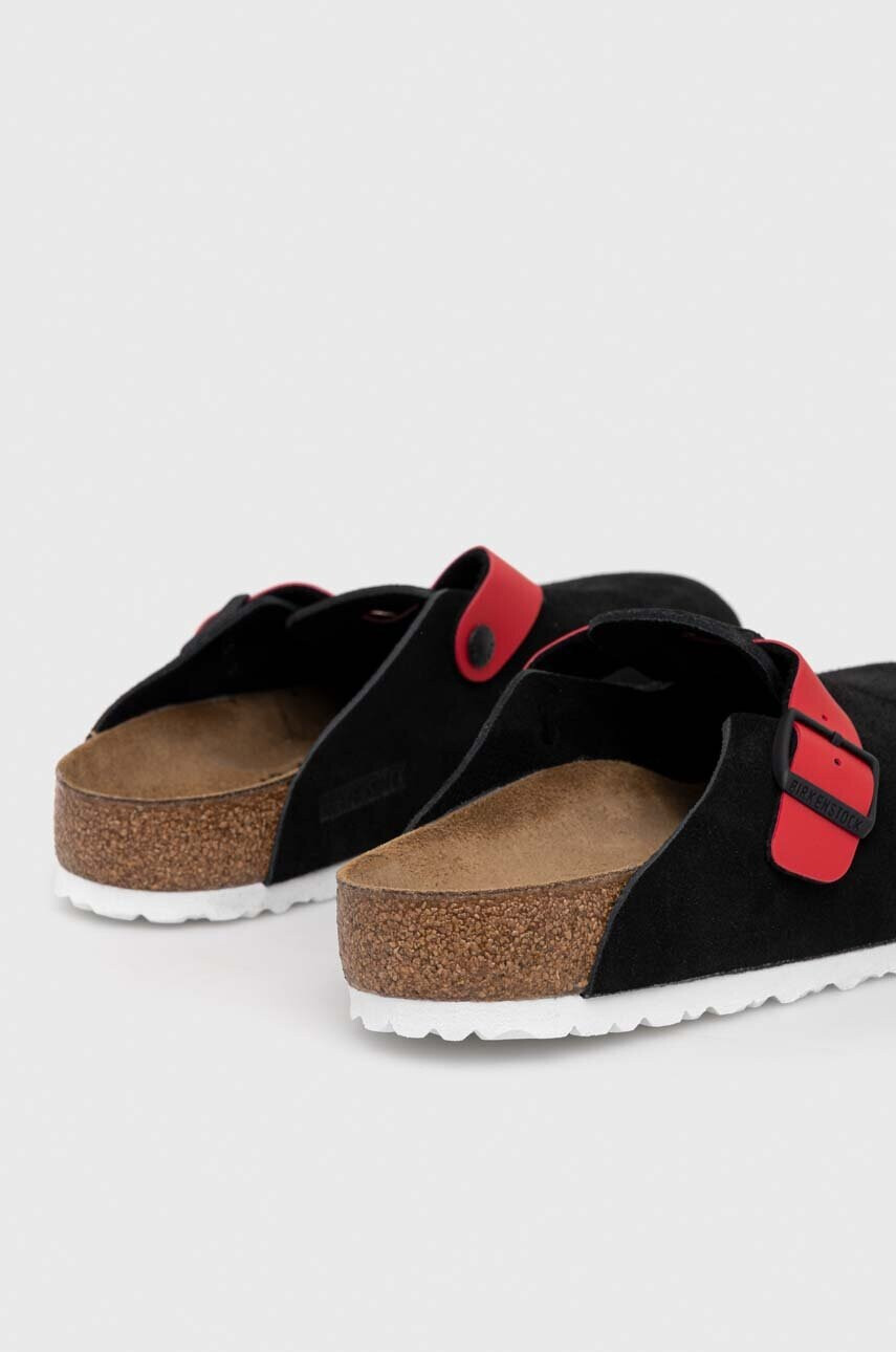 Birkenstock Велурени чехли 1025939 в черно Boston - Pepit.bg