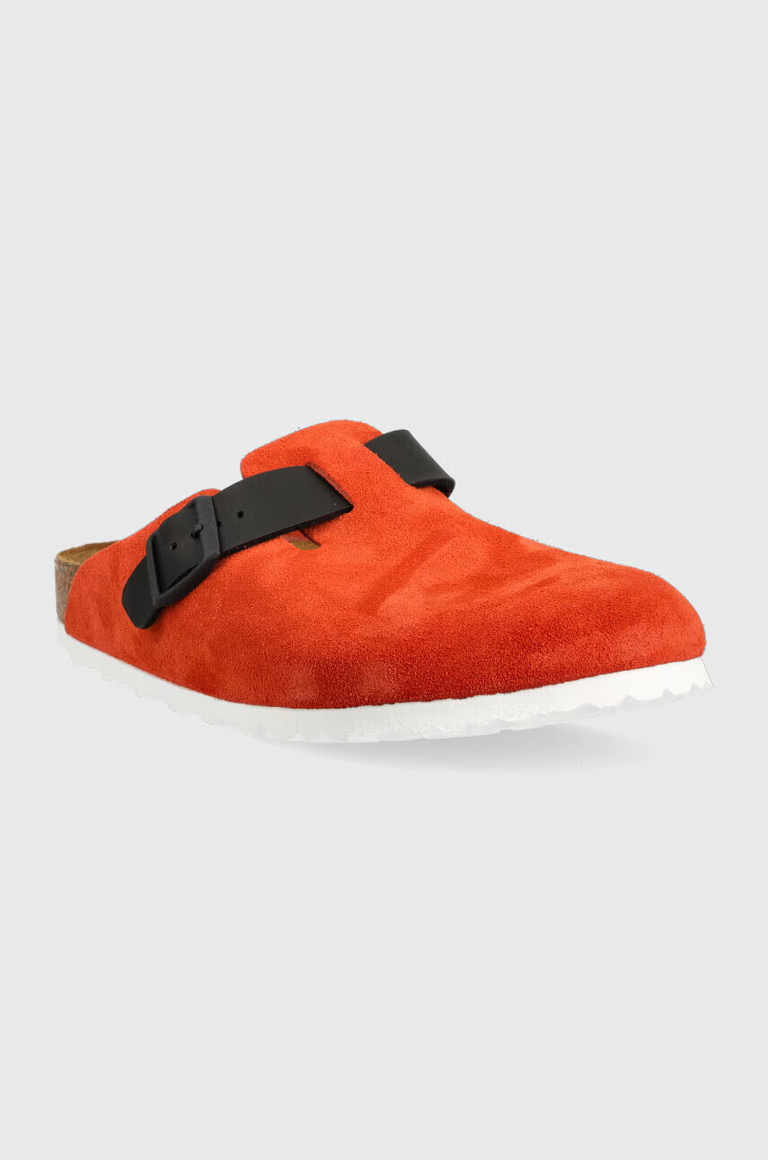 Birkenstock Велурени чехли в оранжево Boston - Pepit.bg