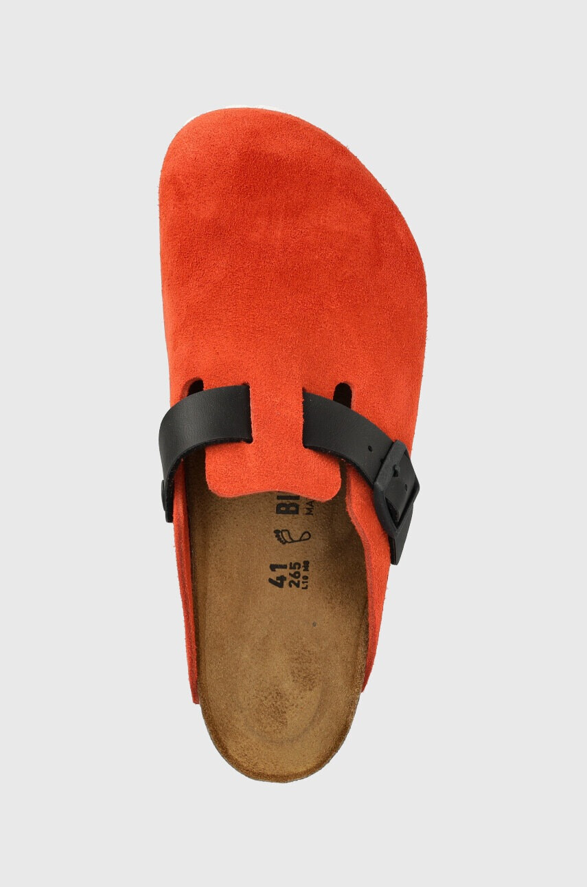 Birkenstock Велурени чехли в оранжево Boston - Pepit.bg