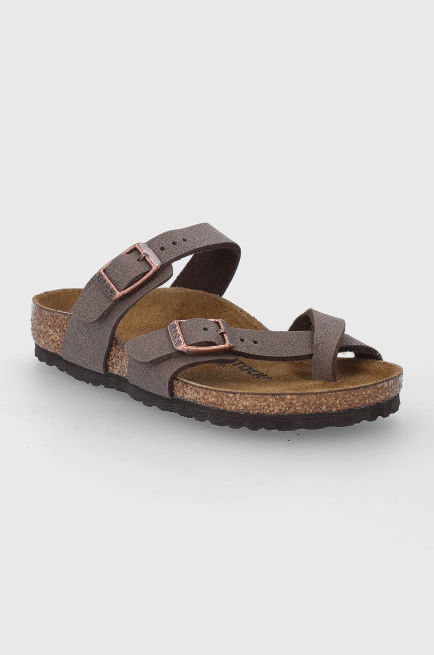 Birkenstock Велурени чехли в кафяво - Pepit.bg