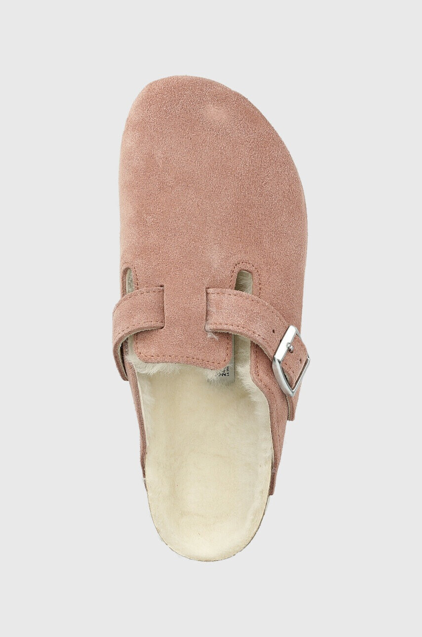 Birkenstock Велурени чехли Boston в розово - Pepit.bg