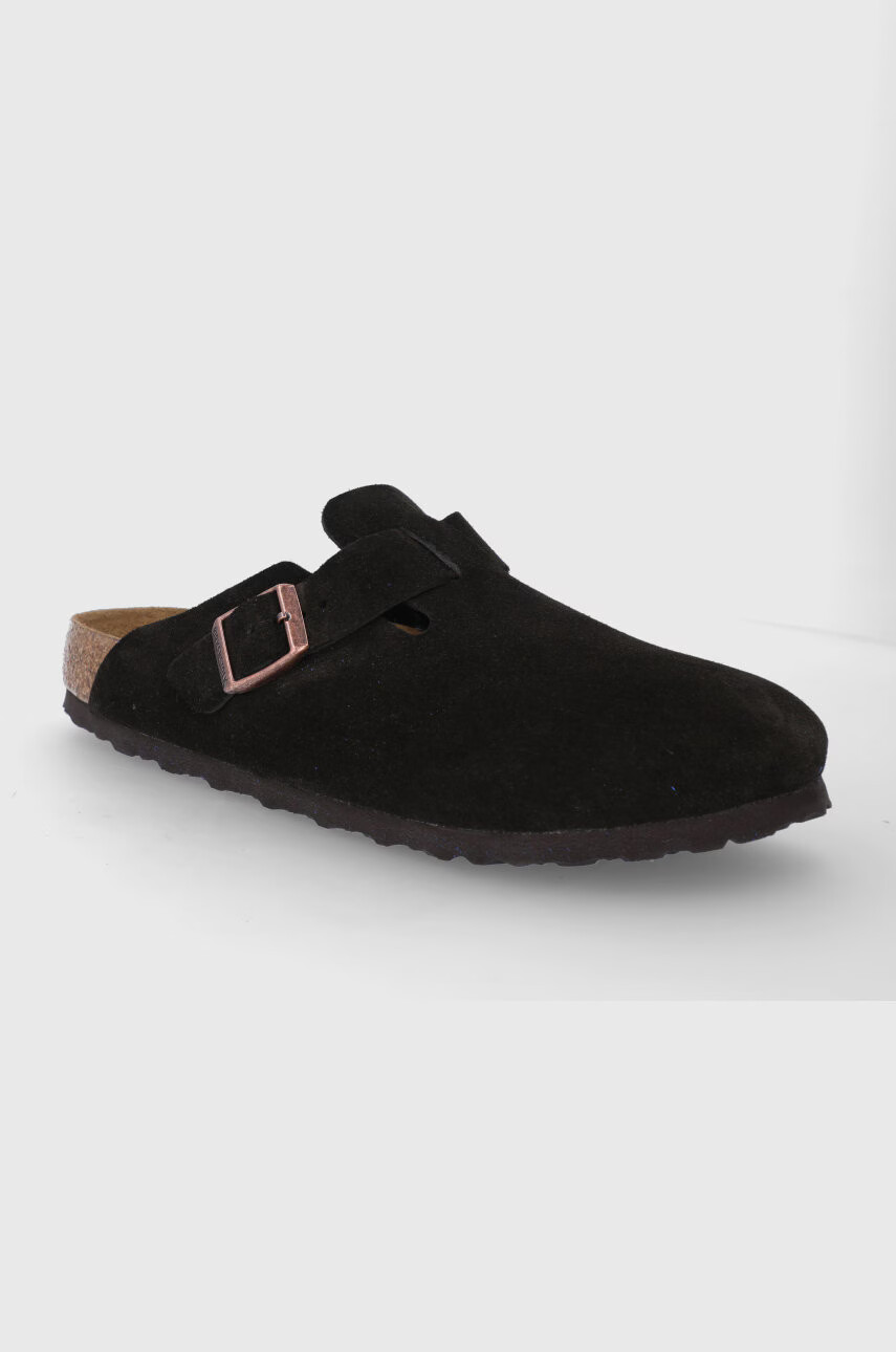 Birkenstock Велурени чехли Boston в кафяво - Pepit.bg