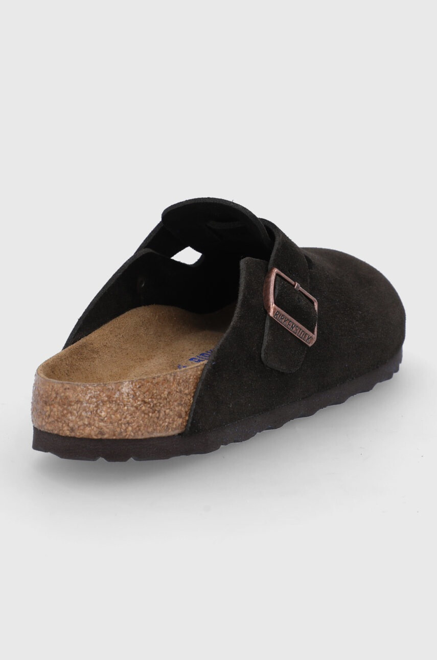 Birkenstock Велурени чехли Boston в кафяво - Pepit.bg