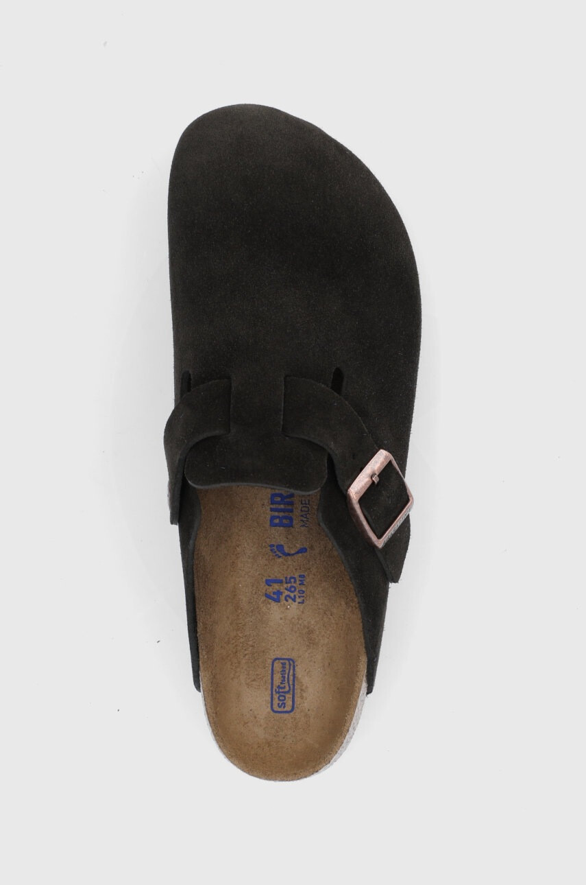Birkenstock Велурени чехли Boston в кафяво - Pepit.bg