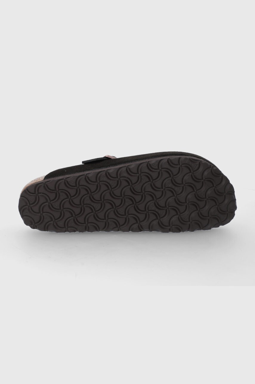Birkenstock Велурени чехли Boston в кафяво - Pepit.bg