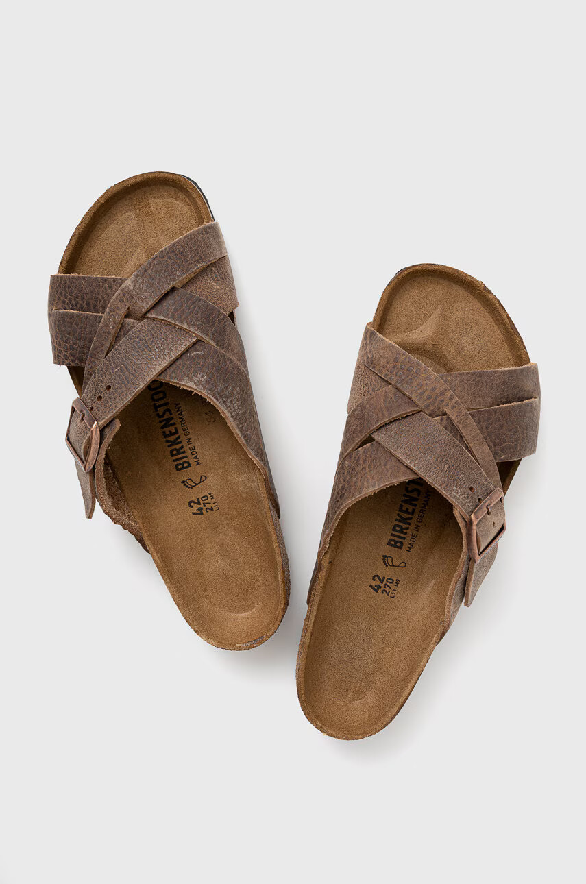 Birkenstock Велурени чехли Lugano мъжки в кафяво - Pepit.bg