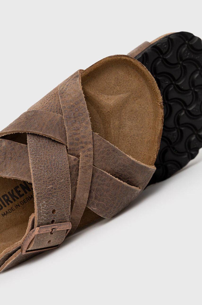 Birkenstock Велурени чехли Lugano мъжки в кафяво - Pepit.bg