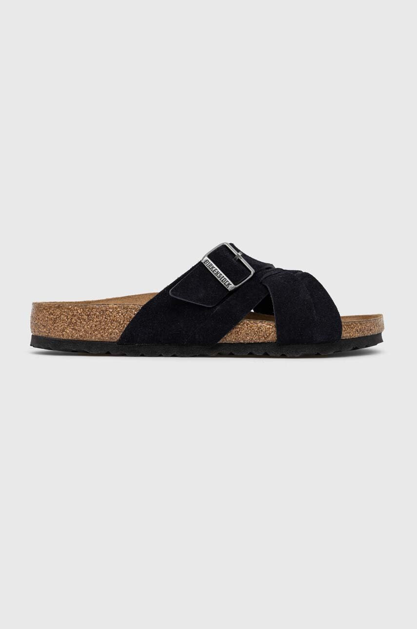 Birkenstock Велурени чехли LUGANO SFB в черно 1020935 - Pepit.bg