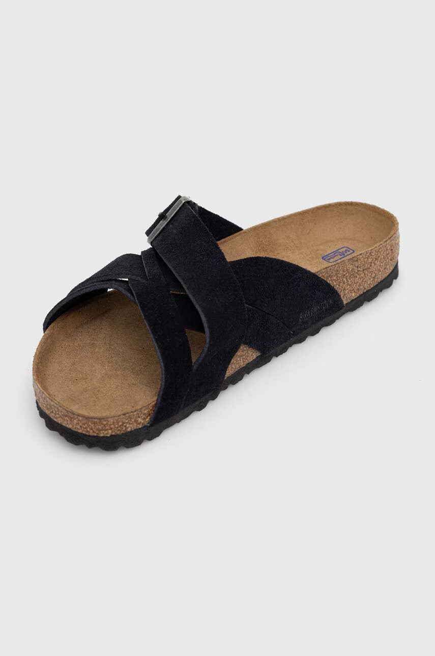 Birkenstock Велурени чехли LUGANO SFB в черно 1020935 - Pepit.bg