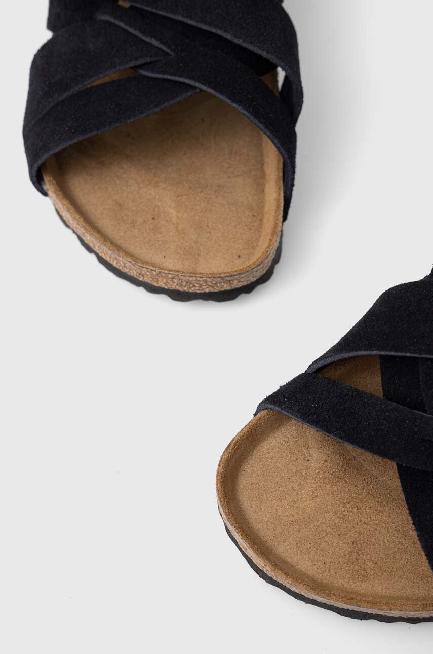 Birkenstock Велурени чехли LUGANO SFB в черно 1020935 - Pepit.bg