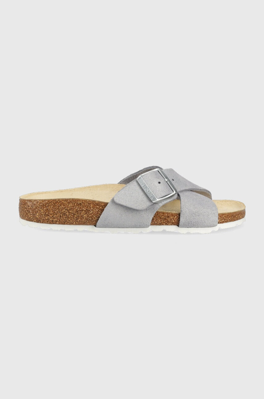 Birkenstock Велурени чехли Siena в сребристо 1024212 - Pepit.bg