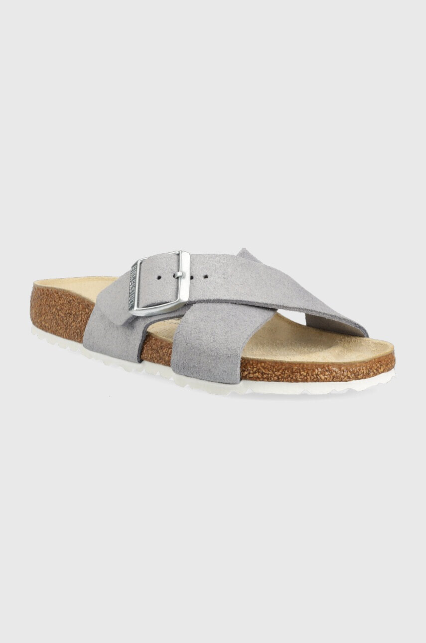 Birkenstock Велурени чехли Siena в сребристо 1024212 - Pepit.bg