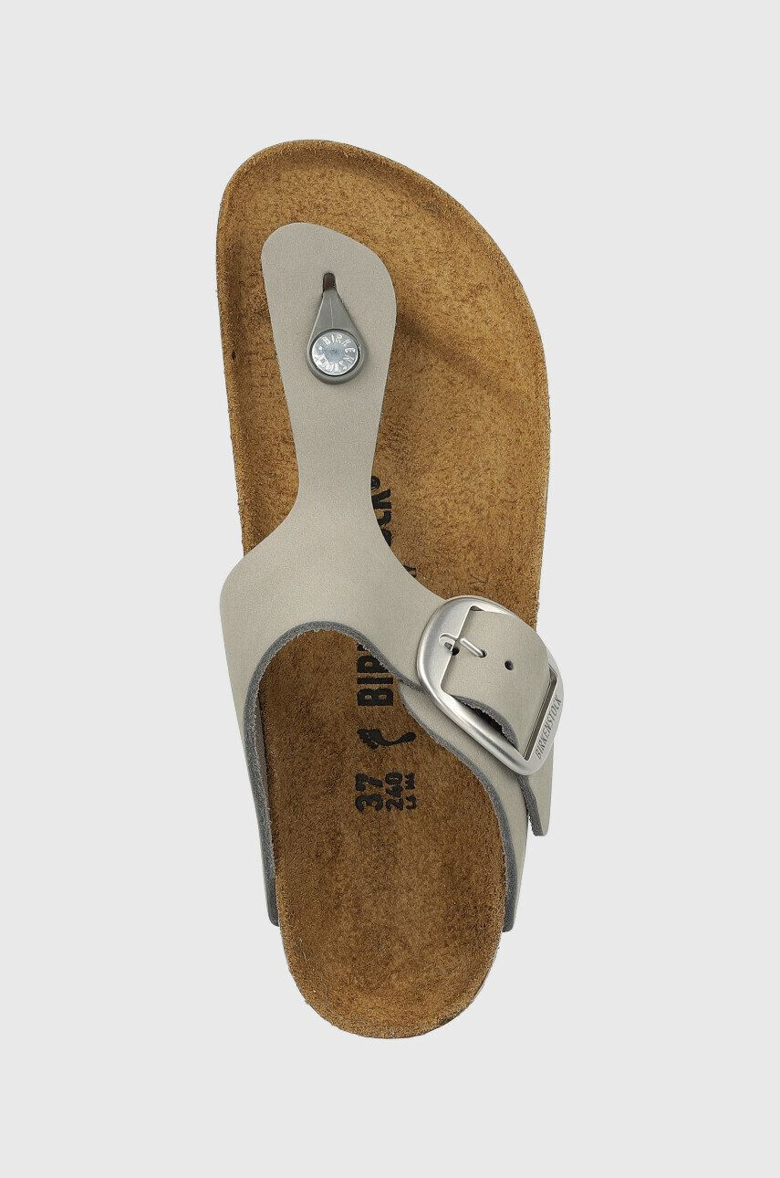 Birkenstock Велурени джапанки Gizeh Big Buckle в сиво с равна подметка 1022205 - Pepit.bg