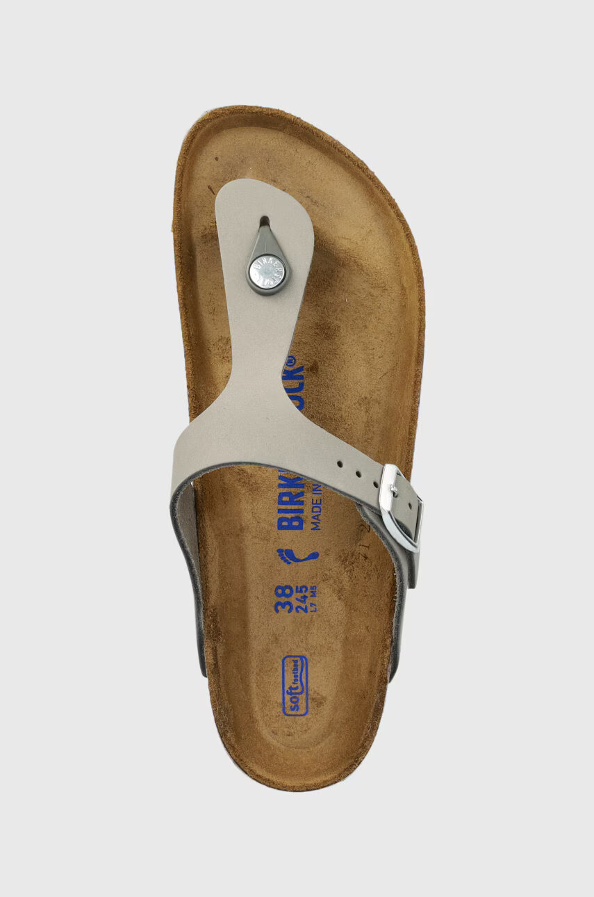 Birkenstock Велурени джапанки Gizeh SFB в сиво с равна подметка - Pepit.bg