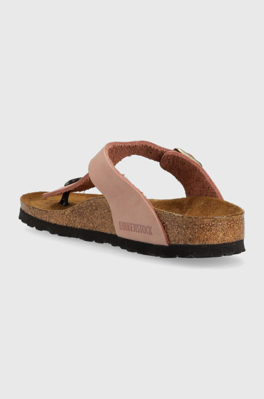 Birkenstock Велурени джапанки Gizeh SFB в розово с равна подметка 1024106 - Pepit.bg