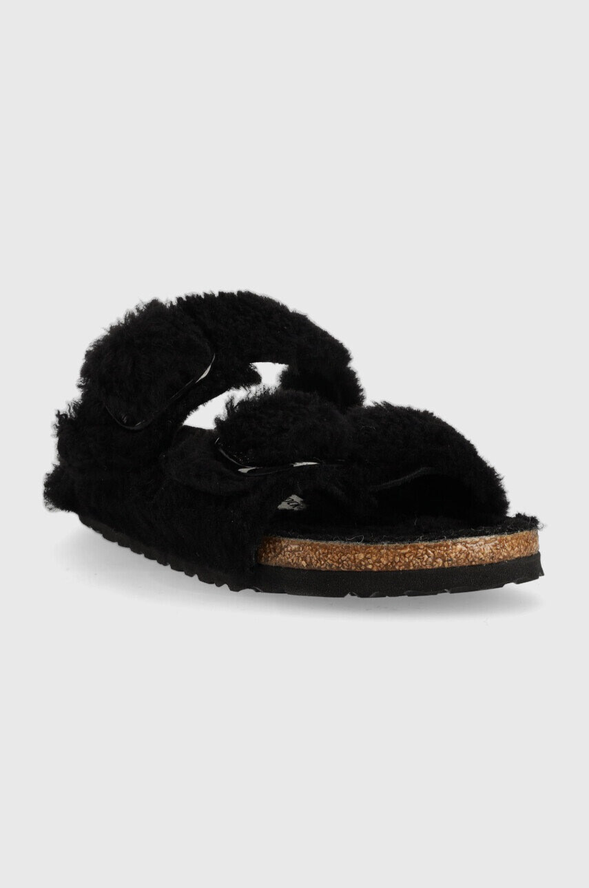 Birkenstock Вълнени пантофи Arizona BB Shearling в черно - Pepit.bg