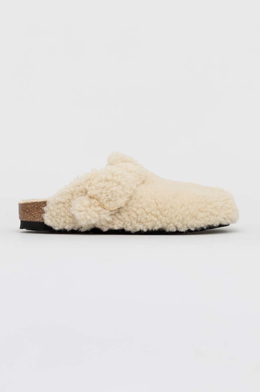 Birkenstock Вълнени пантофи Boston Bb в бежово - Pepit.bg