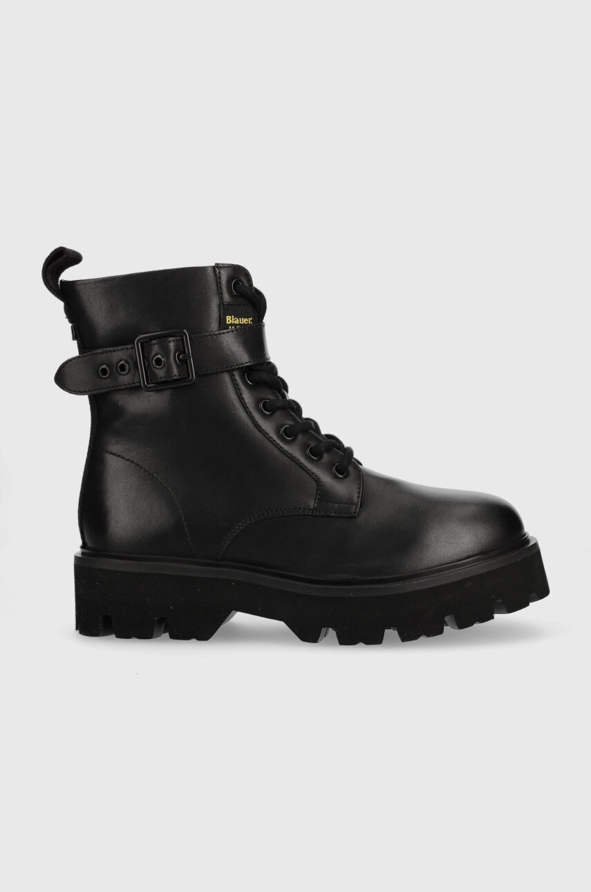 Blauer Кожени кубинки Elsie в черно с платформа - Pepit.bg