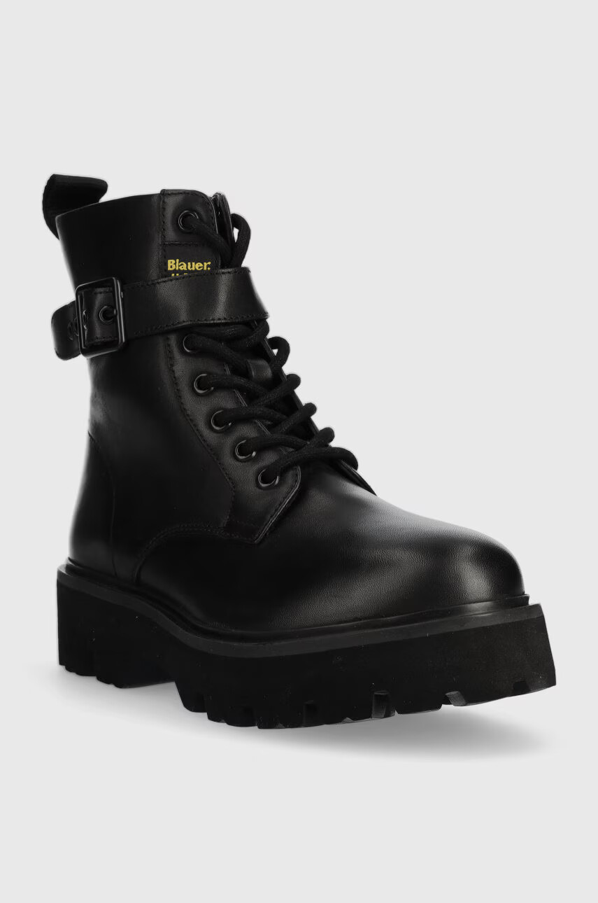 Blauer Кожени кубинки Elsie в черно с платформа - Pepit.bg