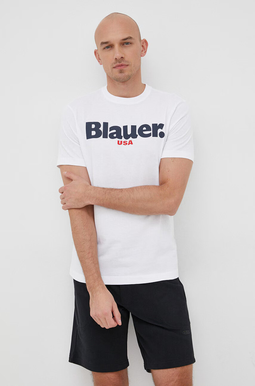 Blauer Памучна тениска в бяло с принт - Pepit.bg
