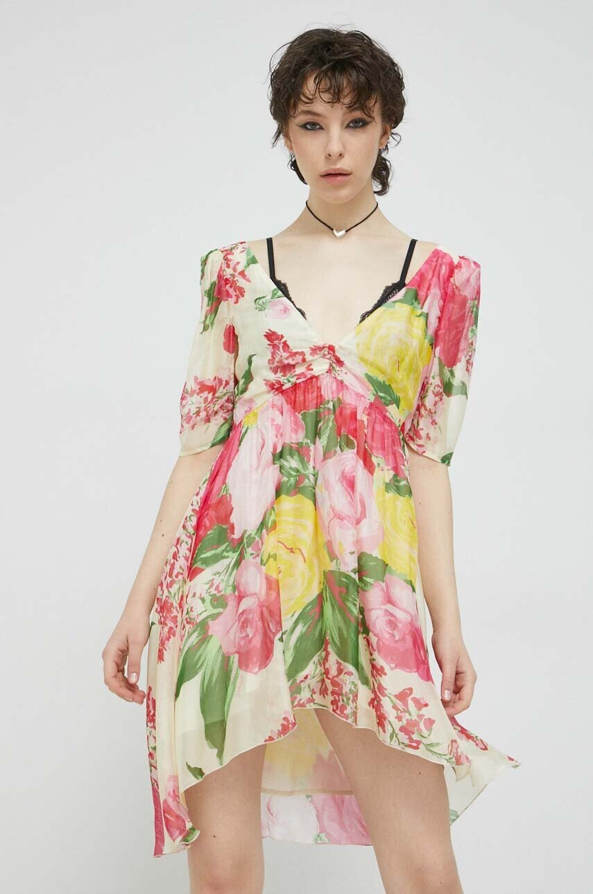 Blugirl Blumarine Копринена рокля къс модел разкроен модел - Pepit.bg