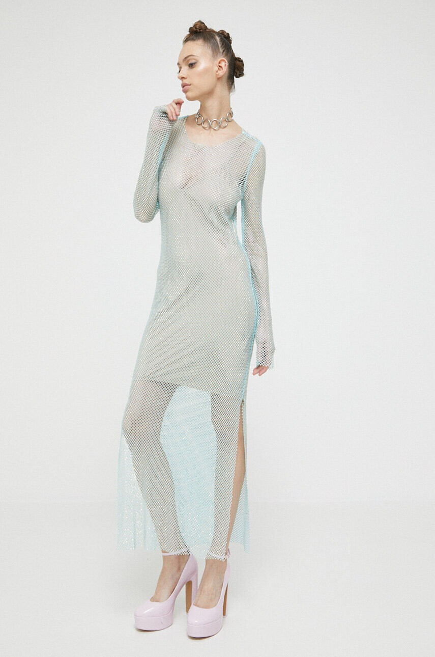 Blugirl Blumarine Рокля в синьо дълъг модел със стандартна кройка - Pepit.bg